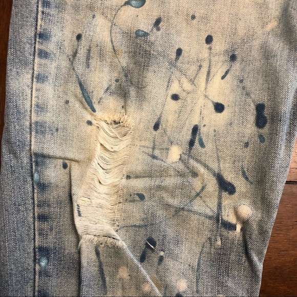 Distressed splatter painted denim bootcut jeans - Picture 9 of 11